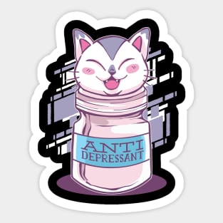 Joyful Kitty Antidepressant Design Sticker